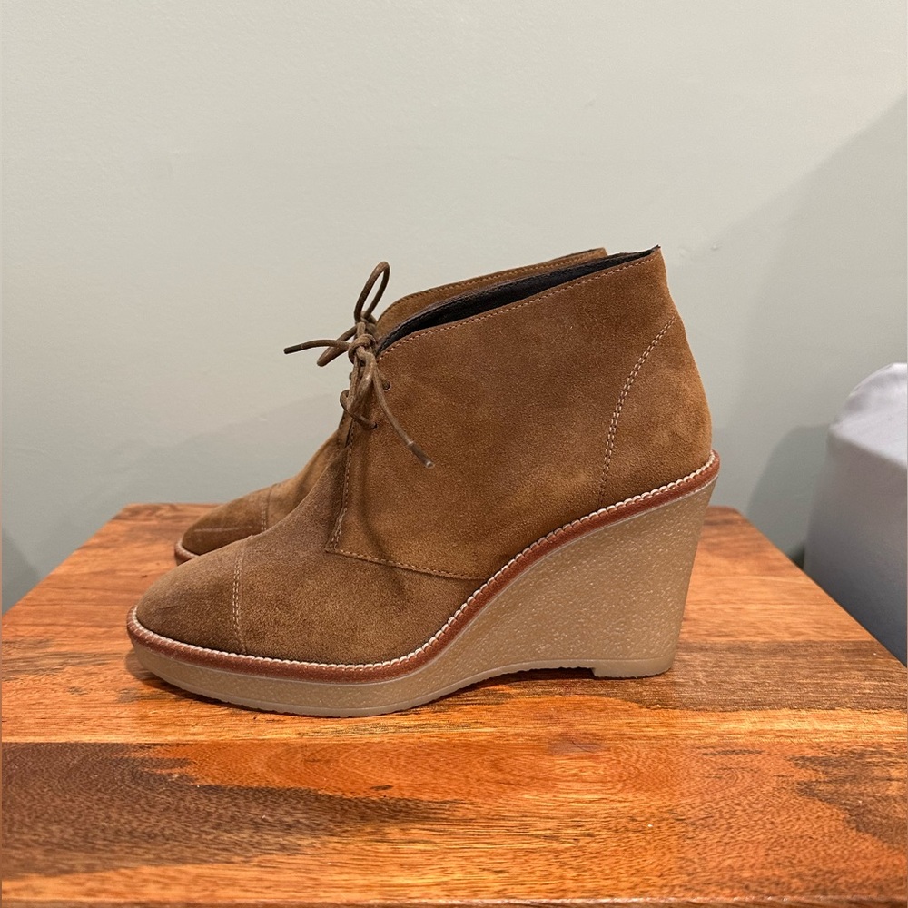 Suede wedge booties